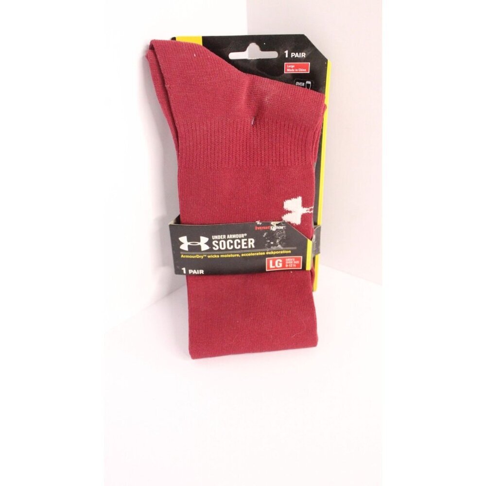 UA Soccer Socks ArmourDry L Men's Maroon Crimson Red 9-12.5 1 Pair Vintage‎